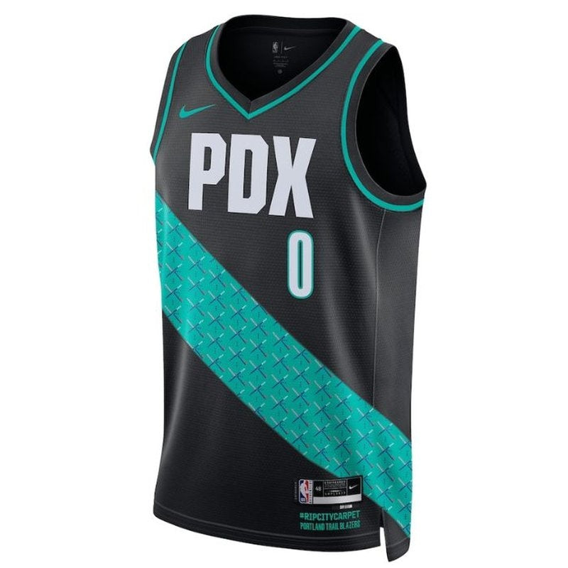 Camiseta NBA Damian Lillard - Portland Trail Blazers - 2023 - Edición Ciudad - Negro