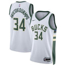 Camiseta NBA Giannis Antetokounmpo - Milwaukee Bucks - 2023 - Edición Asociación - Blanco