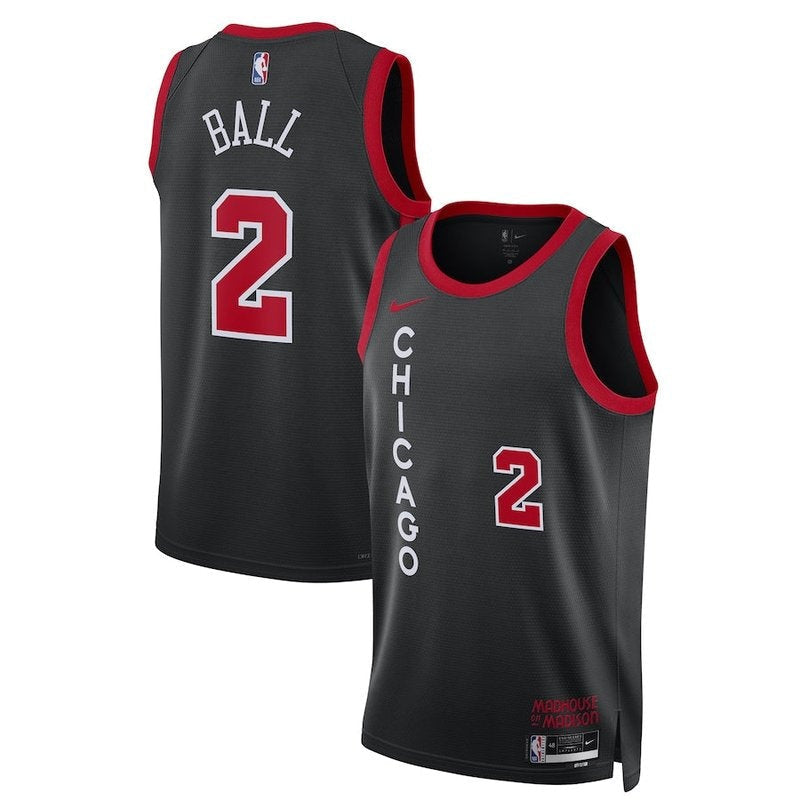 Camiseta NBA Lonzo Ball - Chicago Bulls - 23/24 - Negro - Edición Ciudad