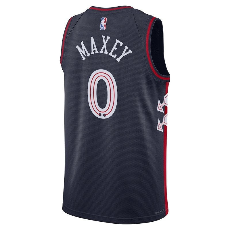 Camiseta NBA Tyrese Maxey - Philadelphia 76ers - 23/24 - Azul Marino - Edición Ciudad